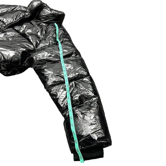 Blank NYC Jacket Women’s L Black Crop Puffer in Cold Lover Shine Nylon High Neck - Picture 10 of 15
